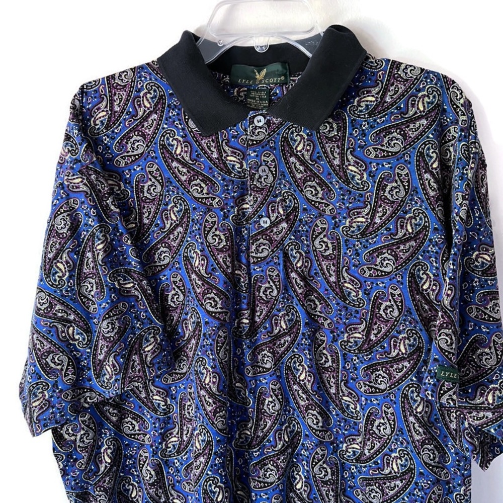 Lyle & Scott Vintage Paisley Men's XL Mercerized Cotton Polo Shirt Made in USA
